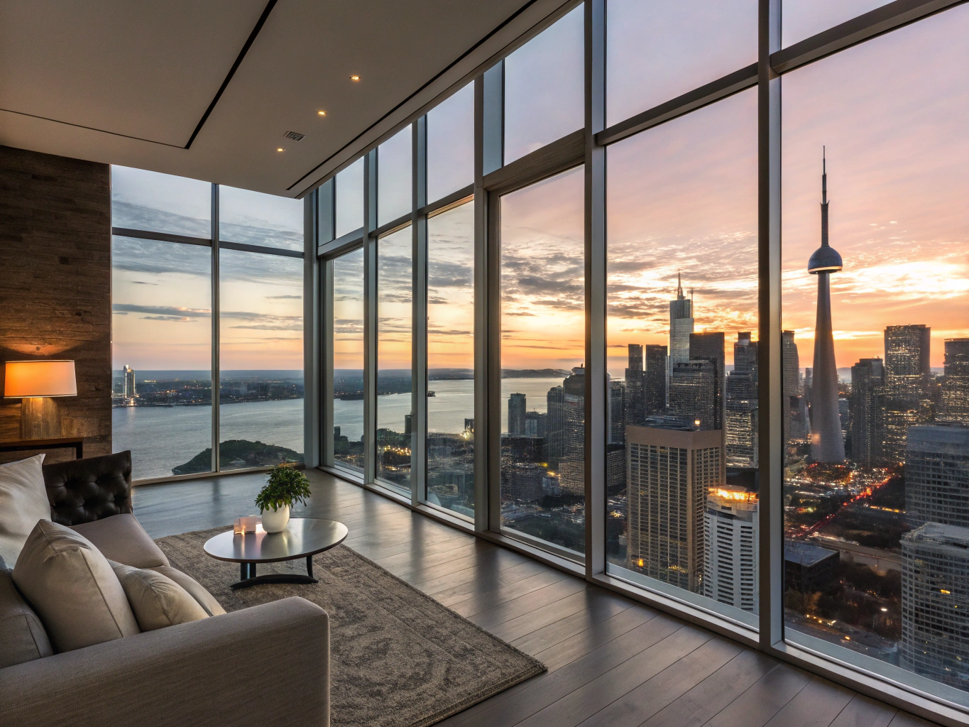 Sunlit waterfront condo apartment overlooking Lake Ontario