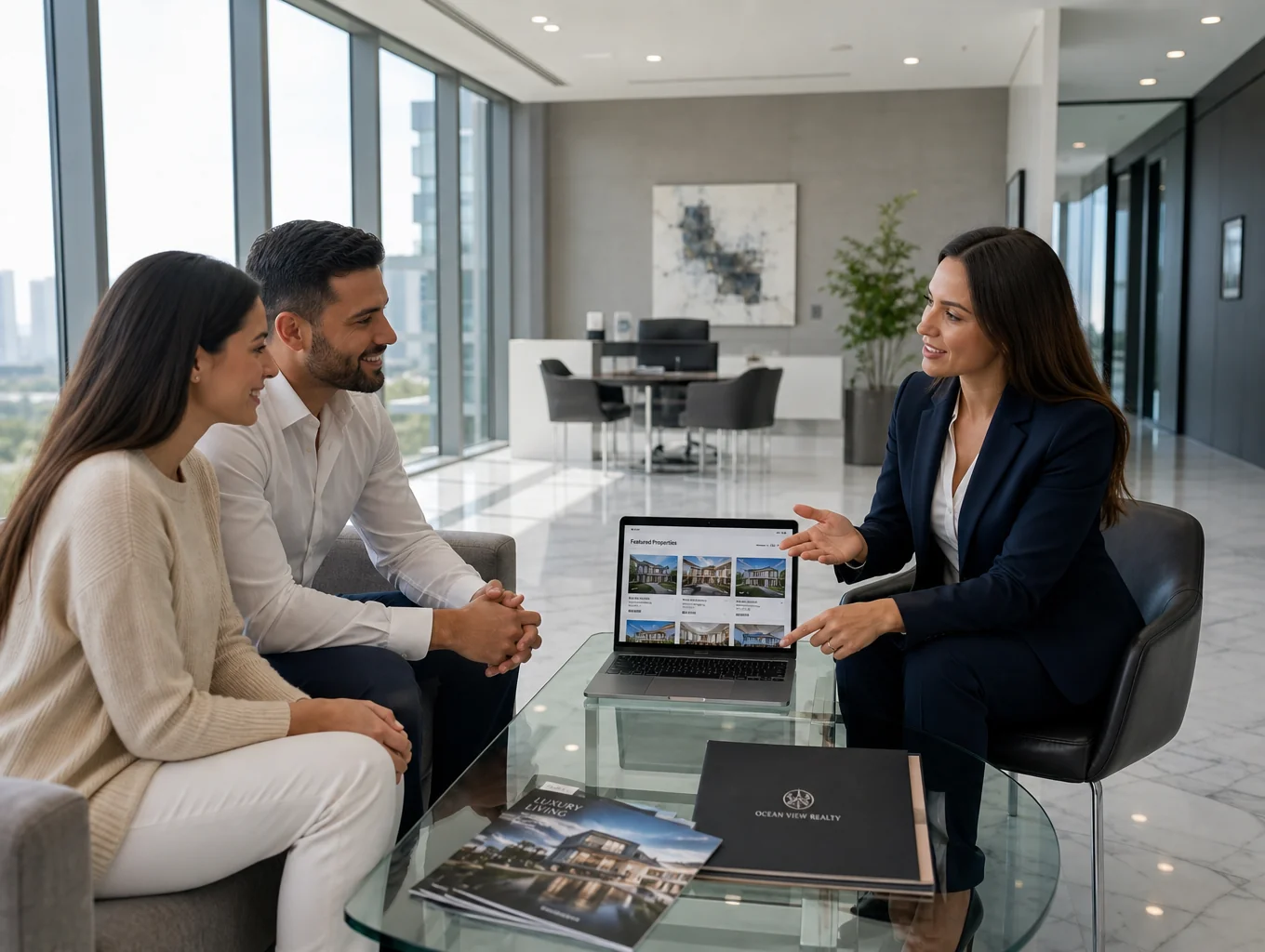 Professional 6ix Rentals real estate agent greeting client outside a modern Toronto condo lobby