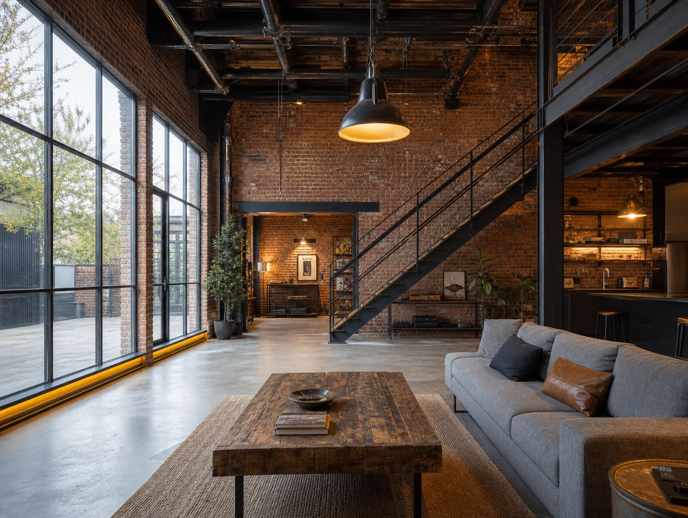 Exposed brick and beam loft apartment in Toronto
