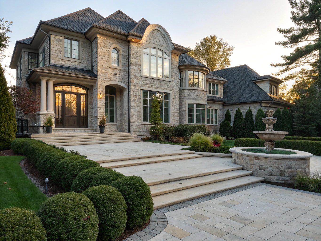 Classic Toronto brick detached home with landscaped front garden and architectural details